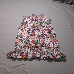 J. Crew‎ Womens Pink White Multicolor Ruffled Sleeveless Blouse Size 10